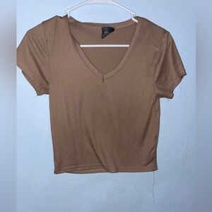 Women’s XXS Olivia Rae Brown Ribbed Crop Top